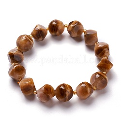 Bracelets de perles extensibles en obsidienne naturelle à facettes, perles de verre, dés célestes à six faces, diamètre intérieur: 1-7/8~2-1/8 pouce (4.8~5.25 cm)