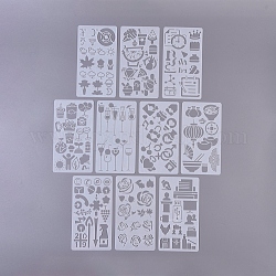 Modèles de pochoirs de peinture de dessin en plastique, pour la peinture sur scrapbook tissu carreaux sol meubles bois, blanc, 17.1x9.6x0.05 cm, 10 pièces / kit