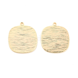 Rack Plating Brass Pendants, Textured, Square Charm, Real 18K Gold Plated, 17.5x15.5x1mm, Hole: 1mm