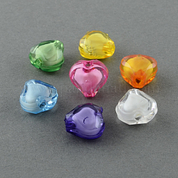 Transparente Acryl Perlen, Perle in Perlen, facettiert, Herz, Mischfarbe, 19x20x11 mm, Bohrung: 3 mm, ca. 23 Stk. / 50 g