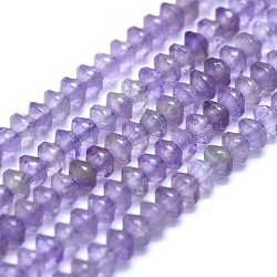 Natürlichen Amethyst Perlen Stränge, Doppelkegel, facettiert, 3x2 mm, Bohrung: 0.5 mm, ca. 190~200 Stk. / Strang, 15.35 Zoll (39 cm)
