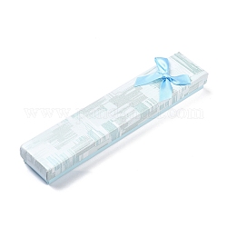 Cajas de embalaje de joyería de cartón, con la esponja en el interior, para collares, pendientes, pulsera, Rectángulo con bowknot, luz azul cielo, 21x4.35x2.3 cm