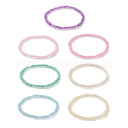7 pièces 7 couleur bonbon couleur verre graine perlée bracelets extensibles ensemble pour les femmes, couleur mixte, diamètre intérieur: 2-1/8 pouce (5.3 cm), 1 pc / couleur
