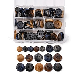 120pz 15 bottoni in resina a 4 fori a colori, rotondo e piatto, colore misto, 8 pz / colore