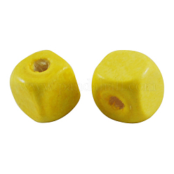 Dyed Wood Beads, Cube, Nice for Children's Day Necklace Making, Lead Free, Gold, 5mm, Hole: 1.5mm