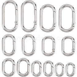 Benecreat 14 pièces 7 styles fermoirs à clés en alliage de zinc, anneaux à ressort, anneaux ovales, platine, 21~49.5x14~25x3.5~5mm, 2 pièces / style