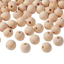 Perle di legno non finite naturali, perline distanziate perline rotonde in legno per produzione artigianale,  piombo libero, grano, 16x14~15mm, Foro: 3~5 mm