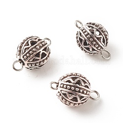 Ciondoli connettore in lega in stile tibetano, con 304 anello in acciaio inossidabile, tondo, argento antico e colore acciaio inox, 15.5x10mm, Foro: 2 mm