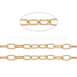 304 Edelstahl-Kabelketten, ungeschweißte, mit Spule, Oval, golden, 9x5x1.2 mm, ca. 32.8 Fuß (10m)/Rolle