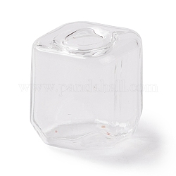 Bottiglie in vetro soffiato fatte a mano, per la realizzazione di pendenti in fiala di vetro, quadrato, chiaro, 16~16.5x14~15x14~14.5mm, Foro: 3.5~6 mm