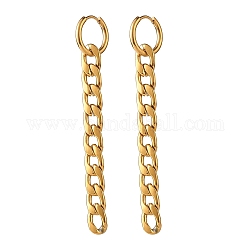 304 Stainless Steel Curb Chain Dangle Huggie Hoop Earrings, Long Chain Tassel Drop Earrings for Women, Golden, 65mm, Pin: 0.9mm