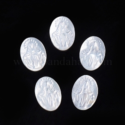 Cabochons de coquillage blanc naturel, ovale, 11x8x2mm