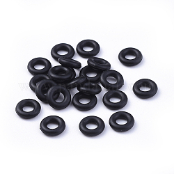 Gummi-O-Ringe, Donut Abstandsperlen, passen europäische Clip-Stopperperlen, Schwarz, ca. 7 mm Durchmesser, 1.9 mm dick, 3.2 mm Innen Durchmesser