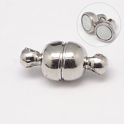 Runde Messing-Magnetverschlüsse mit Schlaufen, starker Magnet der Klasse n35, Oval, Nickelfrei, Platin Farbe, 11x5 mm, Bohrung: 1 mm