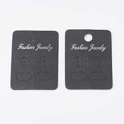 Paper Display Cards, Used For Earrings, Rectangle, Black, 4.5x3.2x0.03cm, Hole: 0.6cm