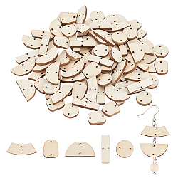 Olycraft 20 Sets 5 Sizes Undyed Wood Connector Charms, Geometric Links, Mixed Shapes, BurlyWood, 9.5~23x6.5~24x2.5mm, Hole: 1~1.2mm