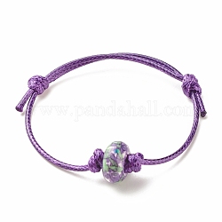 Bracelet cordon perlé rondelle jade blanc océan naturel (teint), bracelet réglable en pierres précieuses pour femmes, violet, diamètre intérieur: 1-3/4~3-1/8 pouce (4.3~7.9 cm)