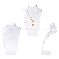 Organic Glass Necklace Standing Bust Displays, Clear, 135x64x210mm