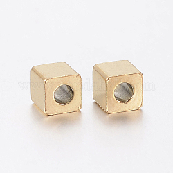 Placcatura ionica (ip) 304 perline in acciaio inossidabile, cubo, oro, 4x4x4mm, Foro: 2 mm