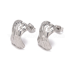 304 Stainless Steel Stud Earrings for Women, Stainless Steel Color, 16x10mm