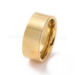 201 anillo liso de acero inoxidable para mujer, dorado, 7.5mm, diámetro interior: 17 mm