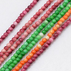 Chapelets de perles en fossile synthétique, teints et chauffée, ronde, couleur mixte, 2mm, Trou: 1mm, Environ 200 pcs/chapelet, 15.74 pouce