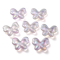 Placage uv perles acryliques transparentes lumineuses, brillent dans le noir, papillon, lavande, 25x30x8.5mm, Trou: 2mm