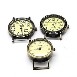 Alloy Watch Face Watch Head Watch Components, Mixed Style, Antique Bronze, 34~48x32~47x8.5~12mm, Hole: 8~20x1mm