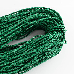 Geflochtene Kunstlederschnüre, Rundes Armband Zubehör, grün, 3x3 mm, ca. 103.89 Yard (95m)/Bündel