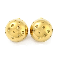 304 Stainless Steel Stud Earrings, Half Round, Real 14K Gold Plated, 20x20mm