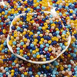 Perles en verre, facette, rondelle, couleur mixte, 4x3mm, Trou: 0.4mm, environ 820 pcs/60 g
