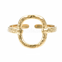 304 овальная открытая манжета из нержавеющей стали, полое массивное кольцо для женщин, золотые, размер США 6 3/4 (17.1 мм)