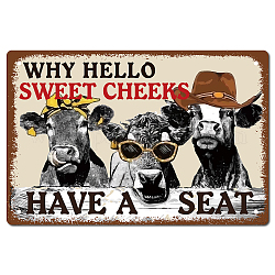 CREATCABIN Cattle Why Hello Sweet Cheeks Sign Vintage Tin Signs Funny Metal Tin Sign Wall Art Garden House Plaque for Bathroom Kitchen Cafe Wall Halloween Christmas Decor, 12 x 8 Inch