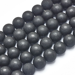 Fili di perle di shungite naturale, smerigliato, tondo, 8mm, Foro: 1 mm, circa 46 pcs/filo, 15.35 pollice (39 cm)