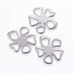 304 Stainless Steel Filigree Joiners, Flower, Stainless Steel Color, 26.5x25x1.5mm, Hole: 5~7mm
