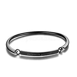 SHEGRACE Fashion Engraved Brass Inspirational Bangle, with Words Believe in Yourself, Gunmetal, Inner Diameter: 2 inch(5.1cm)x2-1/2 inch(6.3cm)