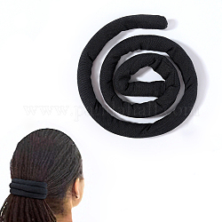 Haargummi mit Spiralverschluss, biegbare Pferdeschwanzhalter, lange Dreadbänder im böhmischen Stil für Frauen, Schwarz, 660x14.5x7 mm