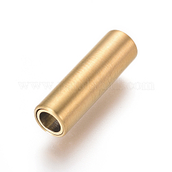 304 Stainless Steel Magnetic Clasps with Glue-in Ends, Ion Plating (IP), Matte, Column, Golden, 16x5mm, Hole: 3mm