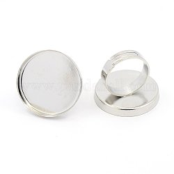Латунные кольца хвостовиков, латунная фурнитура платформы для кольца, для изготовления ювелирных изделий, регулируемый, платина, 17 мм, лоток : 25 мм