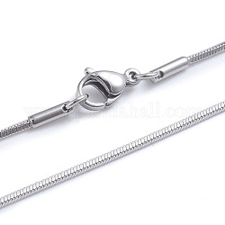 304 Stainless Steel Square Snake Chain Necklaces, with Lobster Claw Clasps, Stainless Steel Color, 27.55 inch(70cm), 1.2mm