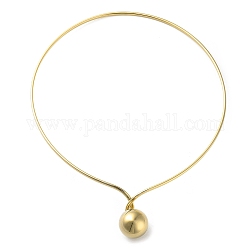 304 collane girocollo con ciondolo a sfera rotonda in acciaio inossidabile, collane rigide, oro, diametro interno: 5.20 pollice (13.2 cm)