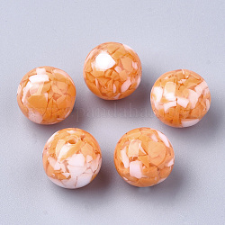 Abalorios de resina, imitación de piedras preciosas estilo, redondo, naranja oscuro, 10mm, agujero: 1.8 mm