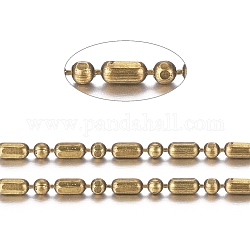 Messing-Kugelketten, facettierte Perlenketten mit Kugel und Stange, langlebig plattiert, gelötet, mit Spule, Cadmiumfrei und Nickel frei und Bleifrei, Antik Bronze, 2.2x1.2 mm und 1.2 mm, ca. 32.8 Fuß (10m)/Rolle