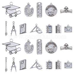 SUNNYCLUE 1 Box 72Pcs 12 Style Graduation Charms Bulk Grad Charm Teacher Student Ruler Compasses Back to School Charms for Jewelry Making Charms Grad Cap Decoration Earring Necklace Bracelet Supplies