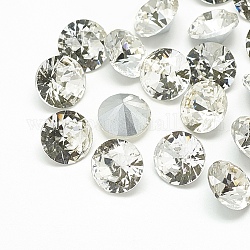 Cabochons en verre avec strass de dos avec point, style craquelé, dos plaqué, facette, diamant, cristal, 8x4.5mm