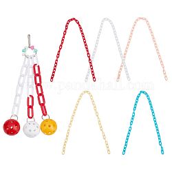 AHANDMAKER 5 Colors Oval ABS Plastic Cable Chains, with Bird Cage Toys Parrots Reliable & Chewable, Mixed Color, Chains: Link: 13.5~14x8x2mm, 14.9 inch~15.35 inch(38~39cm)/strand, 1strand/color, 5strands/set