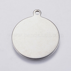 201 Stainless Steel Stamping Blank Tag Pendants, Flat Round, Stainless Steel Color, 29x25x1mm, Hole: 2.5mm
