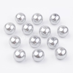 Perles en verre nacré, nacré, ronde, teinte, couleur d'argent, taille: environ 12mm de diamètre, Trou: 1mm