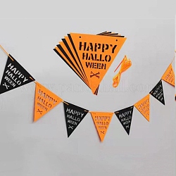 8 pz triangolo con la parola felice halloween ornamenti in feltro, con corda di nylon, decorazioni appese di Halloween, per la decorazione domestica del regalo del partito, colore misto, 199x200x1mm