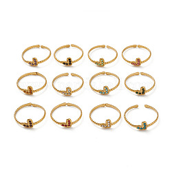 Открытое кольцо-манжета со стразами в форме сердца, ионное покрытие (ip) 304 ювелирное изделие из нержавеющей стали для женщин, разноцветные, золотые, размер США 6 1/2 (16.9 мм)